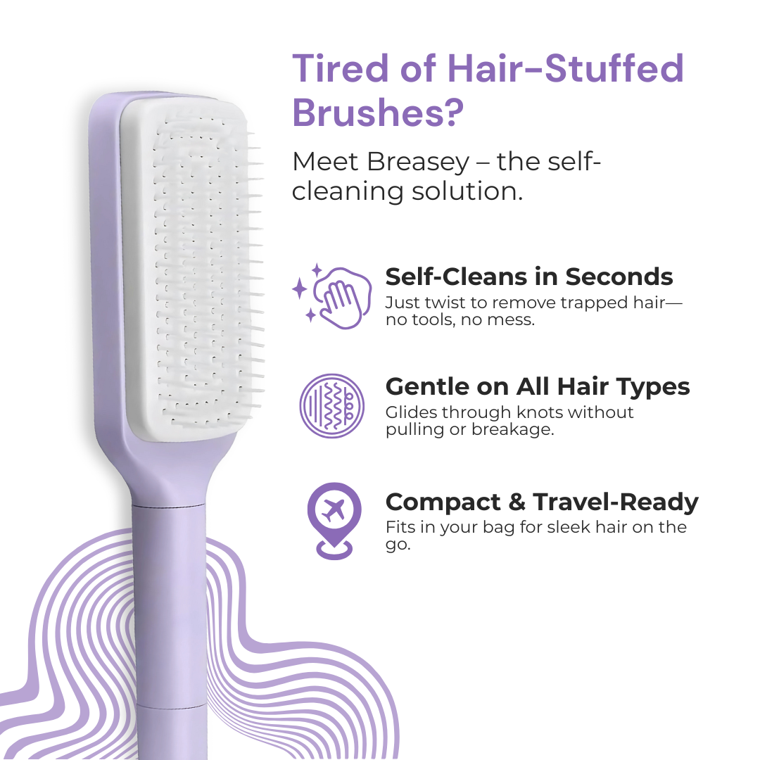 Breasey™ – Self-Cleaning Hair Brush